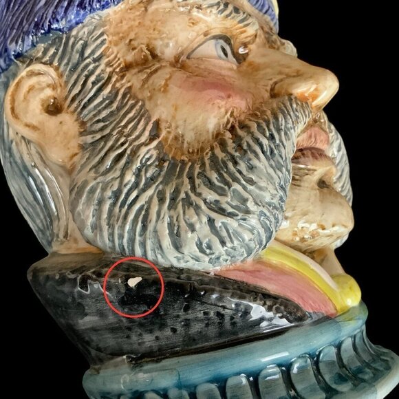 Vintage Magrou Portugal Ceramic Face Head Figural Stein Mug With Handle Barware - Picture 8 of 8